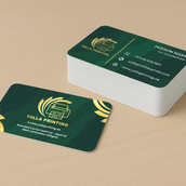 بطاقات أعمال مطفية برقائق ذهبية بزوايا مستديرة – 400 جرام لكل متر مربع، لمسة نهائية ممتازة، مطبوعة على الوجهين | خدمات تصميم مجانية | Yalla Printing