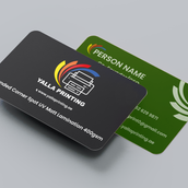 بطاقات أعمال مطفية بطبقة UV ذات زوايا مستديرة – 400 جرام لكل متر مربع، لمسة نهائية ممتازة، مطبوعة على الوجهين | خدمات تصميم مجانية | Yalla Printing