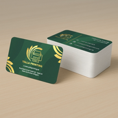 بطاقات أعمال مطفية برقائق ذهبية بزوايا مستديرة – 400 جرام لكل متر مربع، لمسة نهائية ممتازة، مطبوعة على الوجهين | خدمات تصميم مجانية | Yalla Printing