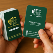 بطاقات أعمال مغلفة برقائق ذهبية بزوايا مستديرة ومغطاة بطبقة مخملية مقاومة للأشعة فوق البنفسجية – 760 ميكرون، لمسة نهائية فاخرة | خدمات تصميم مجانية | Yalla Printing