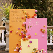 Blooming Love Floral Wall Backdrop - “Where Flowers Bloom, So Does Love” Multi-Panel Display