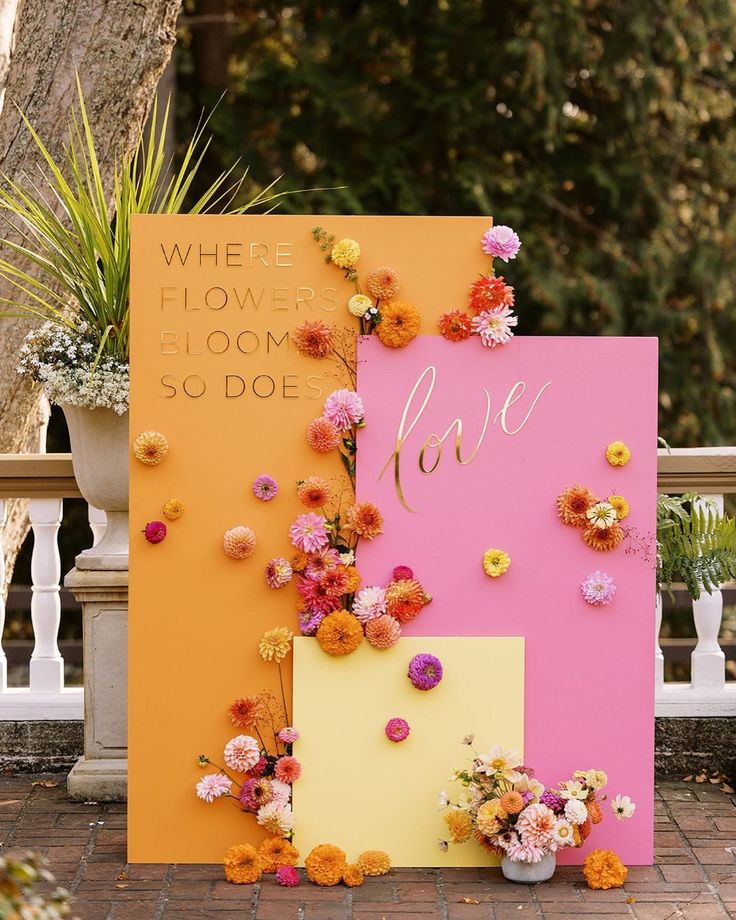 Blooming Love Floral Wall Backdrop - “Where Flowers Bloom, So Does Love” Multi-Panel Display