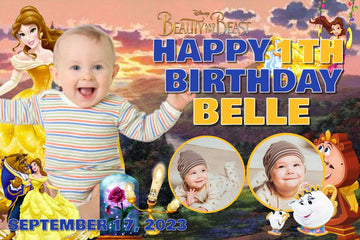 Enchanting Beauty and the Beast Theme Banner - Personalized Party Decor Personalized PVC Flex Banner - Custom Birthday Party Decor