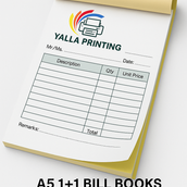 Custom A5 NCR Bill Books (1+1 Copy) – Single Copy Invoice & Receipt Pads | Personalized Carbonless Books with Free Design & Fast UAE Delivery – Yalla Printing