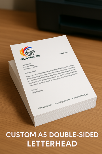 Custom A5 Double-Sided Letterhead - Premium Paper | Personalized Business Stationery for Professional Branding & Marketing - Yalla Printing