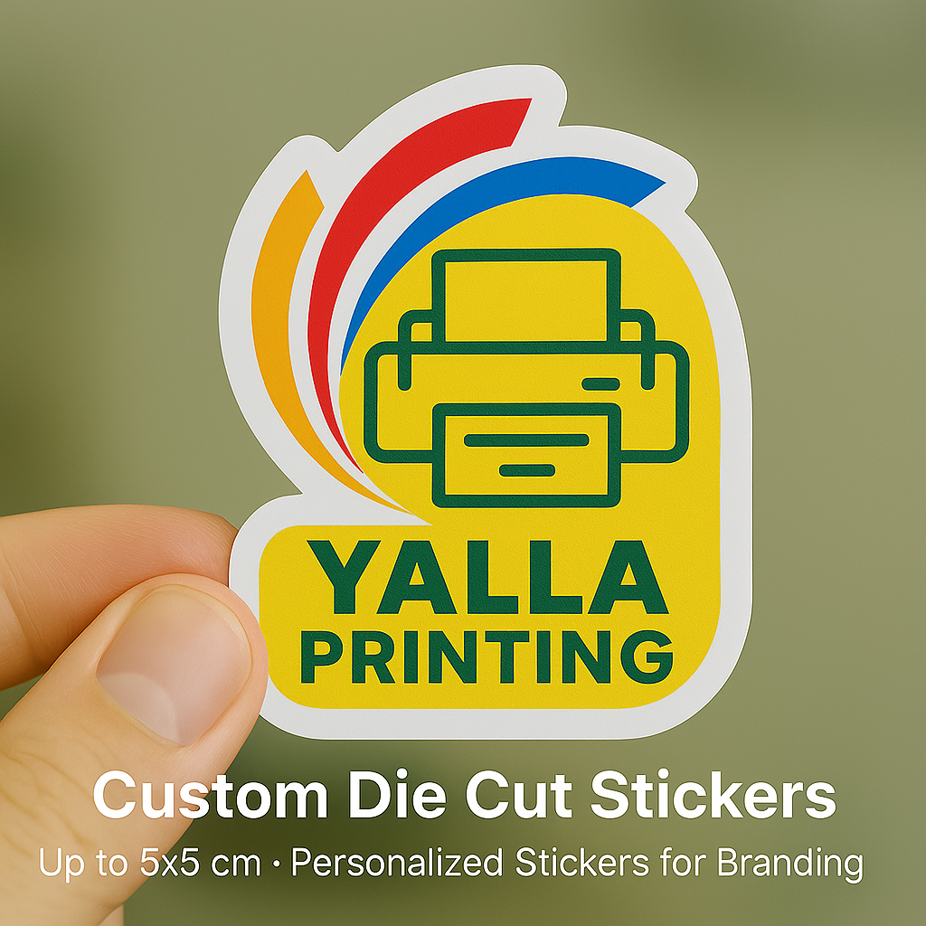 Custom Die Cut Stickers (Up to 5x5 cm) – Personalized Stickers for Branding, Packaging & Promotions | Yalla Printing