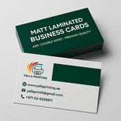 بطاقات عمل مغلفة غير لامعة – 400 جرام لكل متر مربع، مطبوعة على الوجهين، بجودة ممتازة | خدمات تصميم مجانية | Yalla Printing