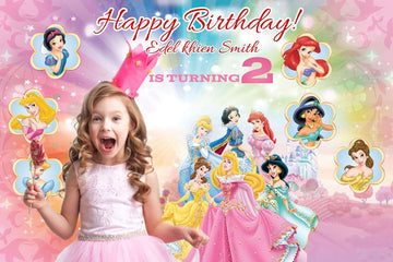Disney Princess Theme Birthday Banner - Personalized with Name and Age
