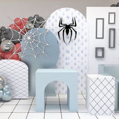 Spider-Themed Birthday Decor Set - 6 Unique Cutouts: Spider Web, Arch Panel with Spider, Building Silhouette, and More