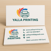 بطاقات عمل مغلفة غير لامعة – 400 جرام لكل متر مربع، مطبوعة على الوجهين، بجودة ممتازة | خدمات تصميم مجانية | Yalla Printing