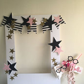 Starry Celebration Photo Frame Prop - Party Selfie Frame with Star and Banner Accents
