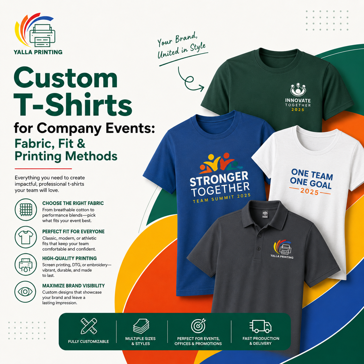 Custom T-Shirts for Company Events: Fabric, Fit & Printing Methods