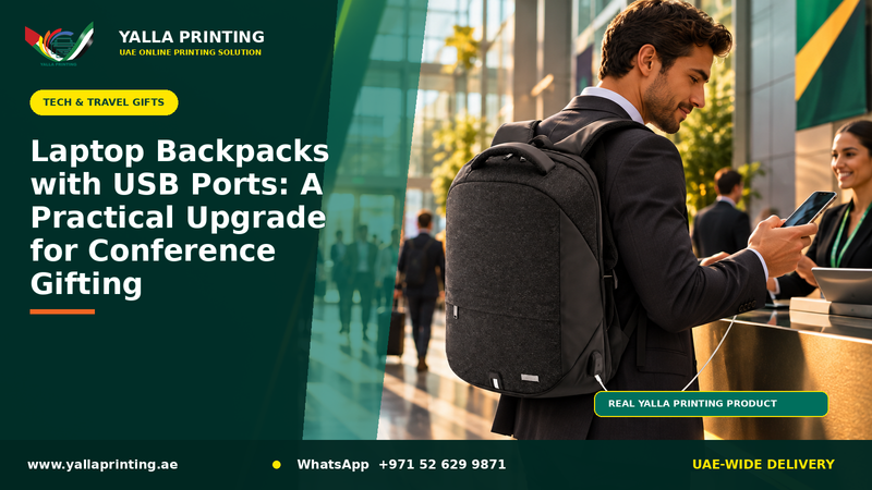 Laptop Backpacks with USB Ports: A Practical Upgrade for Conference Gifting – Yalla Printing UAE