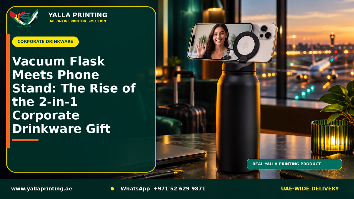 Vacuum Flask Meets Phone Stand: The Rise of the 2-in-1 Corporate Drinkware Gift – Yalla Printing UAE