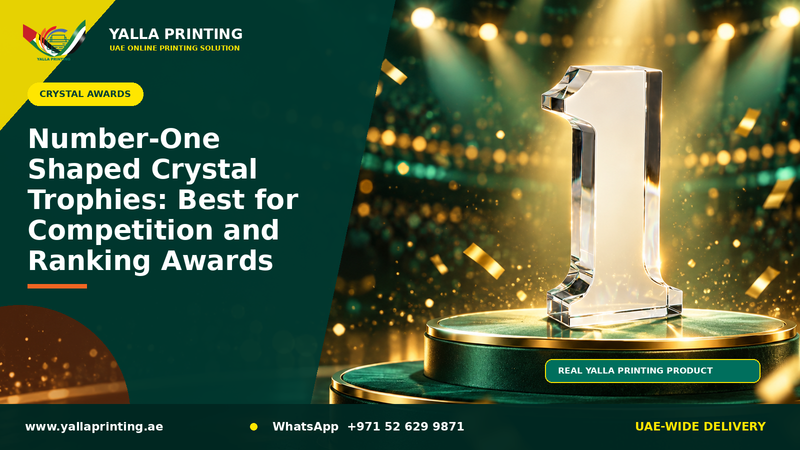Number-One Shaped Crystal Trophies: Best for Competition and Ranking Awards – Yalla Printing UAE