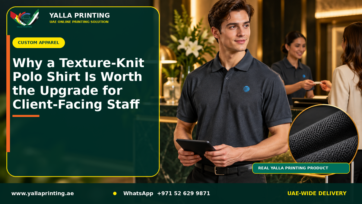 Why a Texture-Knit Polo Shirt Is Worth the Upgrade for Client-Facing Staff – Yalla Printing UAE