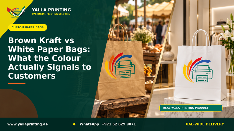 Brown Kraft vs White Paper Bags: What the Colour Actually Signals to Customers – Yalla Printing UAE