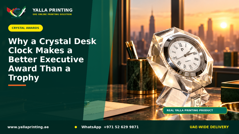 Why a Crystal Desk Clock Makes a Better Executive Award Than a Trophy – Yalla Printing UAE