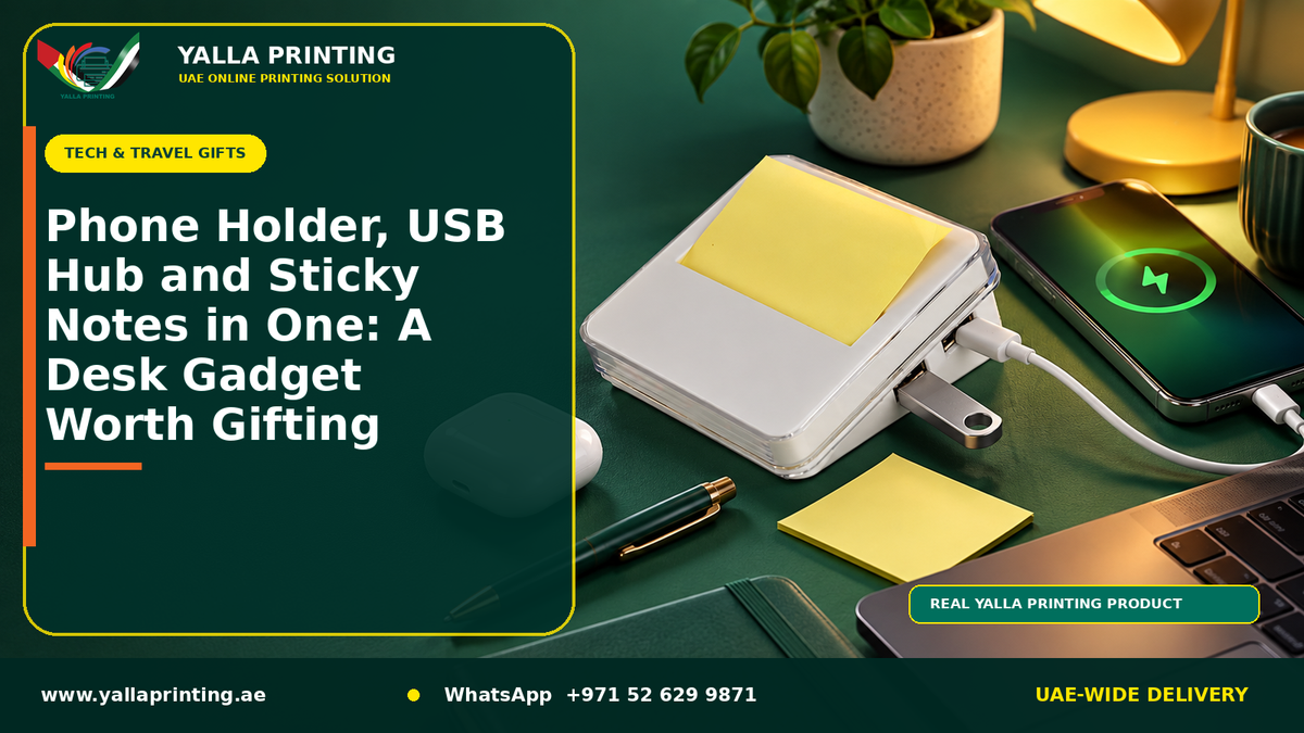 Phone Holder, USB Hub and Sticky Notes in One: A Desk Gadget Worth Gifting – Yalla Printing UAE