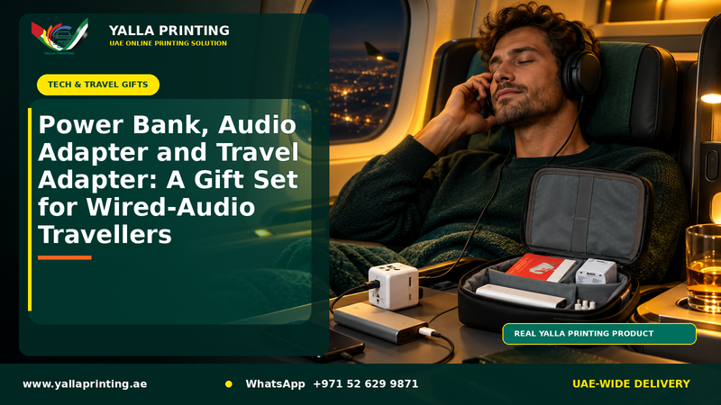 Power Bank, Audio Adapter and Travel Adapter: A Gift Set for Wired-Audio Travellers – Yalla Printing UAE