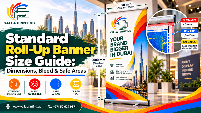 Standard roll-up banner sizes and dimensions guide – Yalla Printing