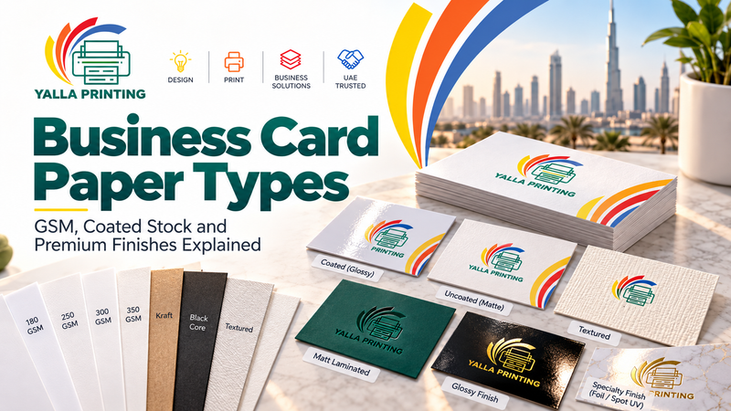Yalla Printing business card paper types UAE blog cover
