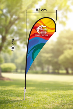 Custom Printed Teardrop Flag with Ground Spike – Premium Polyester Fabric Advertising Flag | Single Side Printing with Reversed Back | Outdoor Promotional Branding Display for Events, Retail, Roadshows & Business Marketing | Yalla Printing UAE