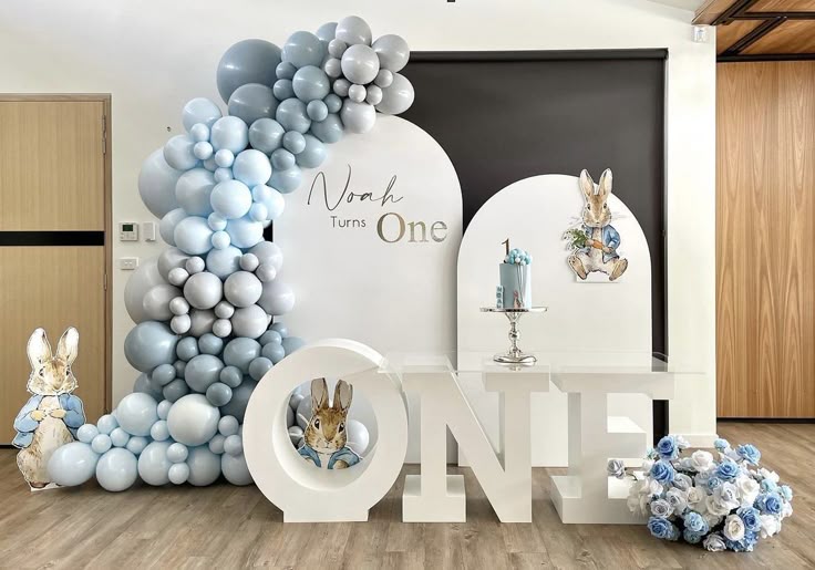 Peter Rabbit First Birthday Foam Board Display Set – 3D Letters + Custom Backdrops for Baby Event Decor in UAE