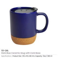 Custom Printed Ceramic Mugs With Lid And Cork Base 385 Ml - Ceramic | Logo Branding Corporate Gift | UAE Delivery | Yalla Printing UAE