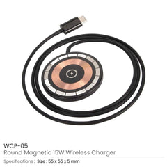 Custom Printed Round Magnetic 15W Fast Wireless Charger Type C | Logo Branding Corporate Gift | UAE Delivery | Yalla Printing UAE