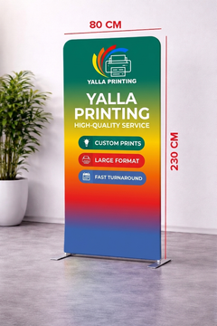 Custom Printed Straight Tension Fabric Stand 80 x 230 cm – Fabric Display Stand with Stitching and Straight Frame | Professional Business Printing | Free Design Support | Yalla Printing UAE