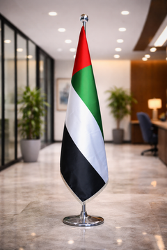 Custom Printed Conference Flag 150 x 100 cm with 2.5 Meter Adjustable VIP Pole – Double-Sided Canvas Stiffener Flag | Premium Signage & Display Printing | Free Design Support | Yalla Printing UAE