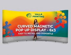 Custom Printed Magnetic Curved Pop Up Stand 6 x 3 with Foldable Structure & Hard Case – Premium Vinyl Printed Exhibition Backdrop Display | Magnet Panel System for Events, Trade Shows, Retail Promotions & Corporate Branding | Yalla Printing UAE