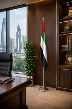 Custom Printed Conference Flag 150 x 100 cm with 2.5 Meter Adjustable VIP Pole – Double-Sided Taffeta Satin Fabric Flag | Premium Signage & Display Printing | Free Design Support | Yalla Printing UAE