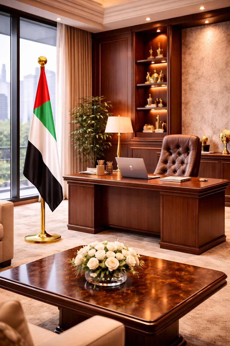 Custom Printed Conference Flag 150 x 100 cm with 2.5 Meter Adjustable VIP Pole – Double-Sided Taffeta Satin Fabric Flag | Silver or Gold Pole Option for Office, Events, Hotels, Embassies & Corporate Display | Yalla Printing UAE
