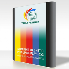 Custom Printed Magnetic Straight Pop Up Stand 2 x 3 with Foldable Structure & Carry Bag – Premium Vinyl Printed Exhibition Backdrop Display | Magnet Panel System for Events, Trade Shows, Retail Promotions & Corporate Branding | Yalla Printing UAE
