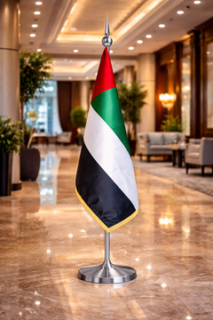 Custom Printed Conference Flag 180 x 100 cm with 3 Meter VVIP Pole – Double-Sided Canvas Stiffener Flag | Premium Signage & Display Printing | Free Design Support | Yalla Printing UAE