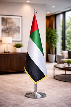 Custom Printed Conference Flag 180 x 100 cm with 3.5 Meter Adjustable VIP Pole – Double-Sided Canvas Stiffener Flag | Premium Signage & Display Printing | Free Design Support | Yalla Printing UAE