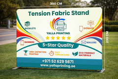 Custom Printed Straight Tension Fabric Stand 400 x 230 cm – Fabric Display Backdrop with Stitching and Straight Frame | Premium Signage & Display Printing | Free Design Support | Yalla Printing UAE