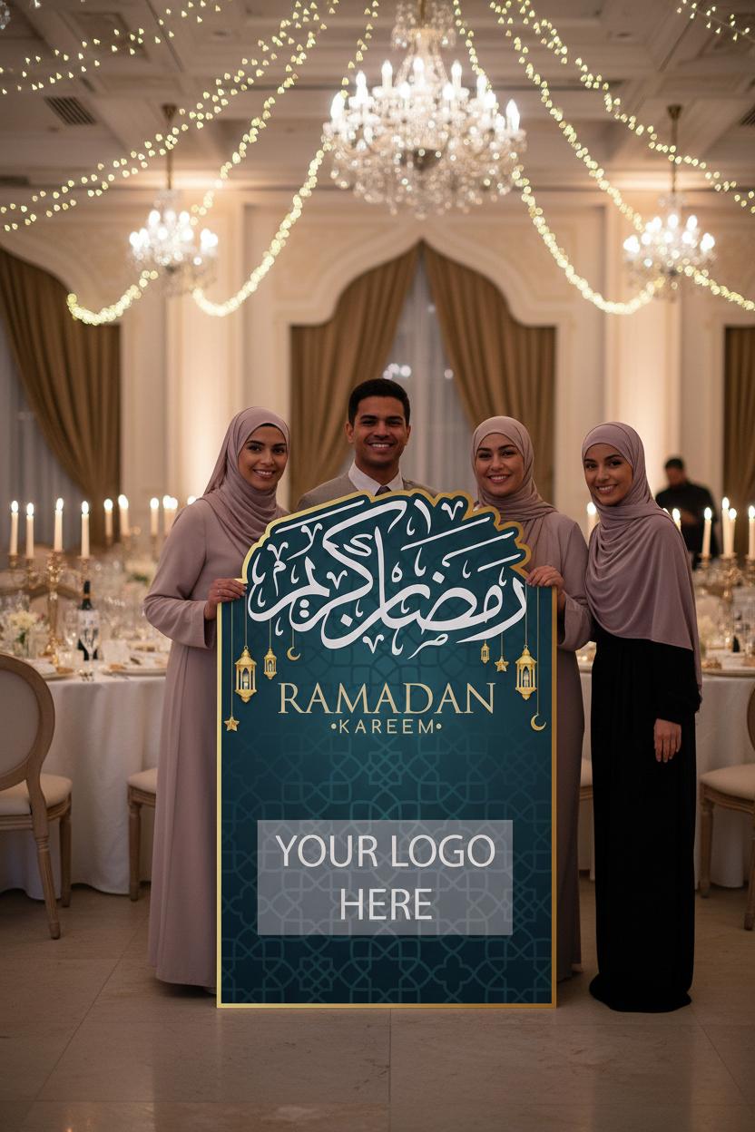 Ramadan Kareem Custom Selfie Frame Foam Board Standee | 100 × 150 cm | Corporate & Iftar Event Branding | Yalla Printing UAE