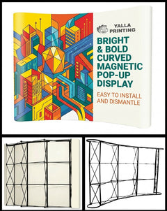 Custom Printed Magnetic Curved Pop Up Stand 4 x 3 with Foldable Structure & Carry Bag – Premium Vinyl Printed Exhibition Backdrop Display | Magnet Panel System for Events, Trade Shows, Retail Promotions & Corporate Branding | Yalla Printing UAE