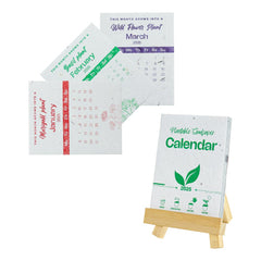 Custom Printed 2025 Table Calendars With Plantable Seeds - Bamboo With Premium Display System | Logo Branding Corporate Gift | UAE Delivery | Yalla Printing UAE