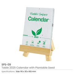 Custom Printed 2025 Table Calendars With Plantable Seeds - Bamboo With Premium Display System | Logo Branding Corporate Gift | UAE Delivery | Yalla Printing UAE