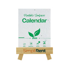 Custom Printed 2025 Table Calendars With Plantable Seeds - Bamboo With Premium Display System | Logo Branding Corporate Gift | UAE Delivery | Yalla Printing UAE