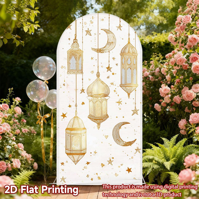Premium 2 Meter Eid Mubarak Islamic Arch Backdrop Set with Custom Arabic Calligraphy Panel – Luxury Indoor Ramadan & Eid Decoration Display (Freestanding Arch Structure + Statement Panel Design)