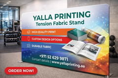 Custom Printed Straight Tension Fabric Stand 600 x 230 cm – Fabric Display Backdrop with Stitching and Straight Frame | Professional Business Printing | Free Design Support | Yalla Printing UAE