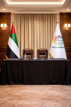 Custom Printed Conference Flag 180 x 100 cm with 3 Meter VVIP Pole – Double-Sided Canvas Stiffener Flag | Premium Signage & Display Printing | Free Design Support | Yalla Printing UAE