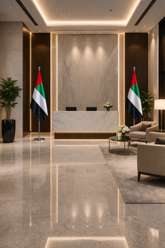 Custom Printed Conference Flag 150 x 100 cm with 2 Meter VIP Pole – Double-Sided Taffeta Satin Fabric Flag | Premium Signage & Display Printing | Free Design Support | Yalla Printing UAE