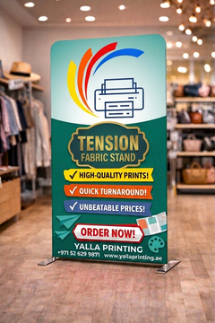 Custom Printed Straight Tension Fabric Stand 100 x 230 cm – Fabric Display Stand with Stitching and Straight Frame | Professional Business Printing | Free Design Support | Yalla Printing UAE
