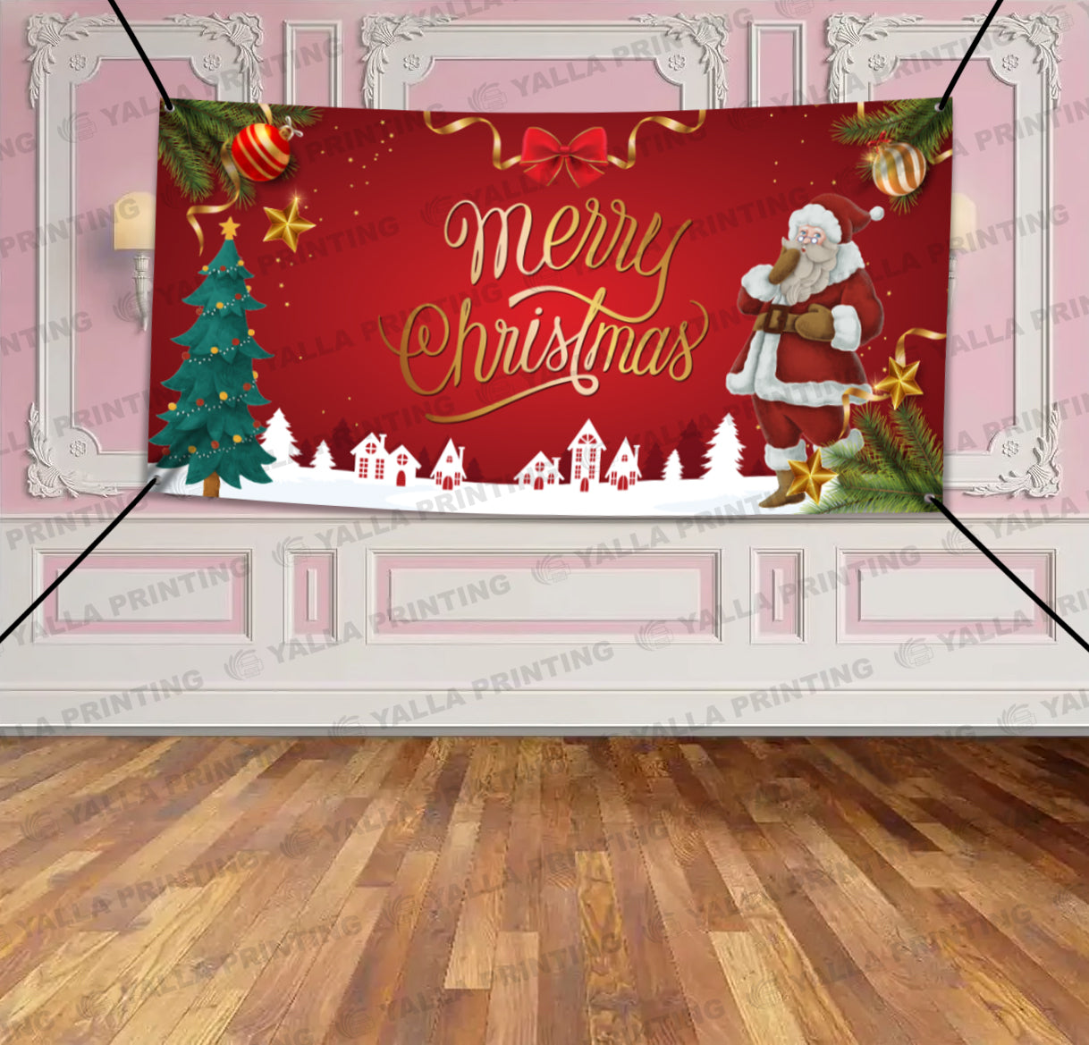 2×1 Meter Merry Christmas Horizontal Banner – Premium Festive Wall Backdrop | Christmas Decoration UAE | Yalla Printing